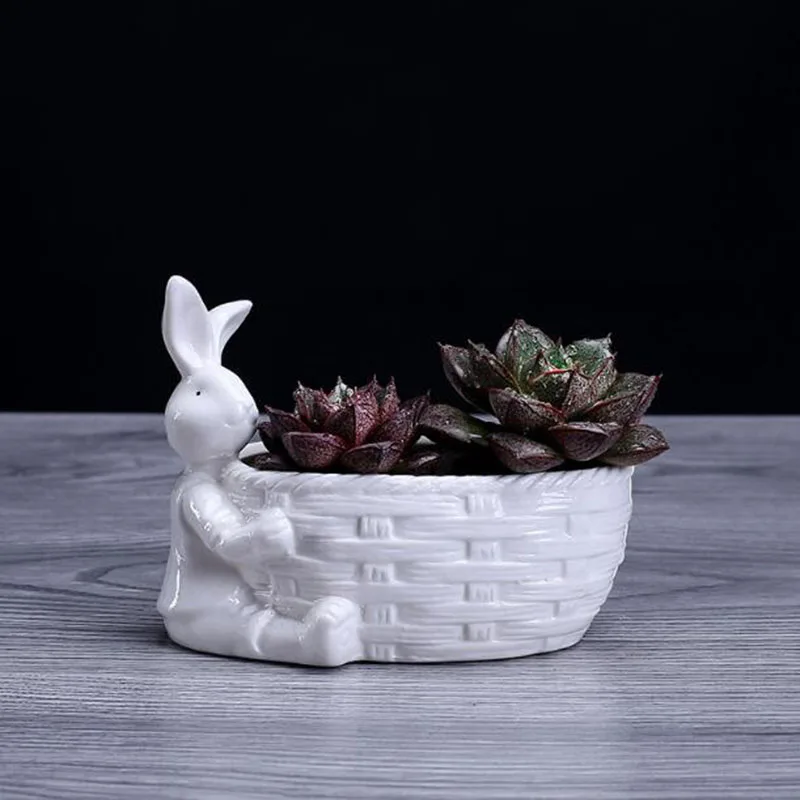 European Style Creative Succulent Plant Pot White Color Ceramic Rabbit Bonsai Pot Basket Vase Desktop Ornament Home Decor
European Style Creative Succulent Plant Pot White Color Ceramic Rabbit Bonsai Pot Basket Vase Desktop Ornament Home Decor