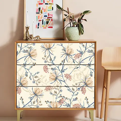 Cute Floral Wallpaper Self-adhesive Waterproof Room Home Decoration Removable Wall Paper PVC Furniture Cabinet Wall Sticker