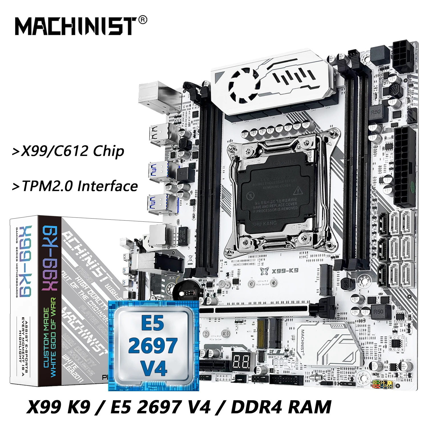 MACHINIST X99 K9 Motherboard Combo LGA 2011-3 Xeon E5 2697 V4/E5 2680 V4 CPU C612 Chip DDR4 RAM TPM2.0 Interface NVME M.2
MACHINIST X99 K9 Motherboard Combo LGA 2011-3 Xeon E5 2697 V4/E5 2680 V4 CPU C612 Chip DDR4 RAM TPM2.0 Interface NVME M.2
