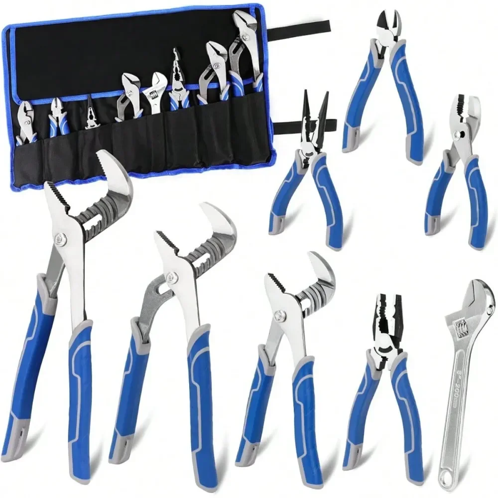 Set, With Rolling Pouch, Including Groove Joint Long Nose Slip Joint Diagonal Wire For Home DIY Craft Projects Basic