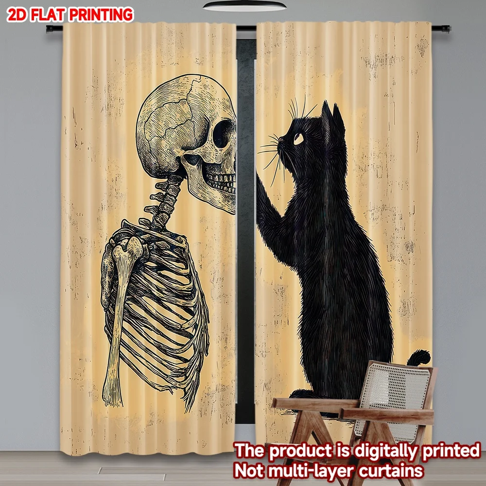 2D flat printing 2pcs Party Window Curtains Halloween Cat with Skeleton Digital Printed Polyester Drapes Birthday Party for
2D flat printing 2pcs Party Window Curtains Halloween Cat with Skeleton Digital Printed Polyester Drapes Birthday Party for