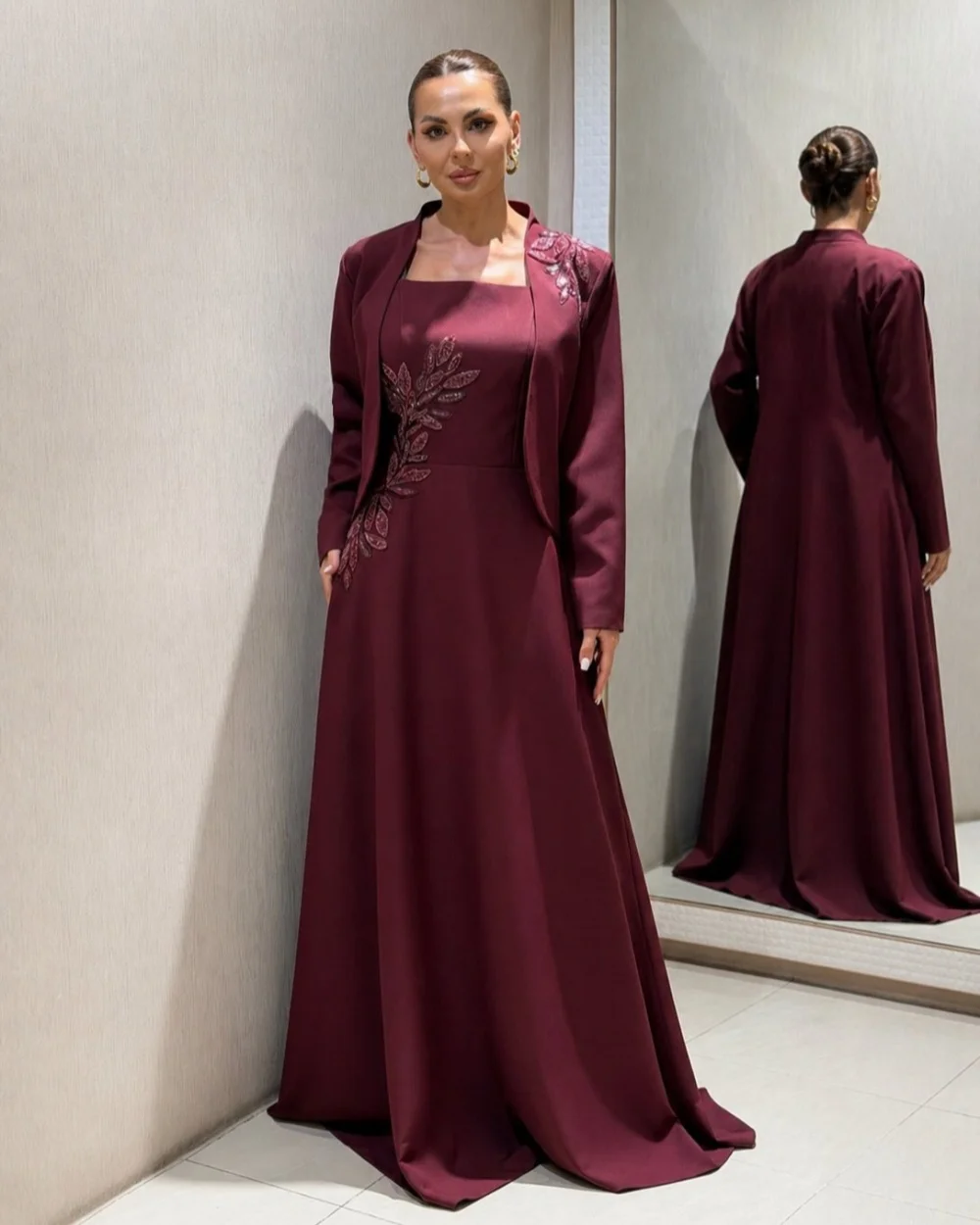 Customized Classic Women Jersey Beading Ruched A-Line Evening Dresses Formal Square Neck Long Sleeves Floor Lenght Prom Dresses
Customized Classic Women Jersey Beading Ruched A-Line Evening Dresses Formal Square Neck Long Sleeves Floor Lenght Prom Dresses