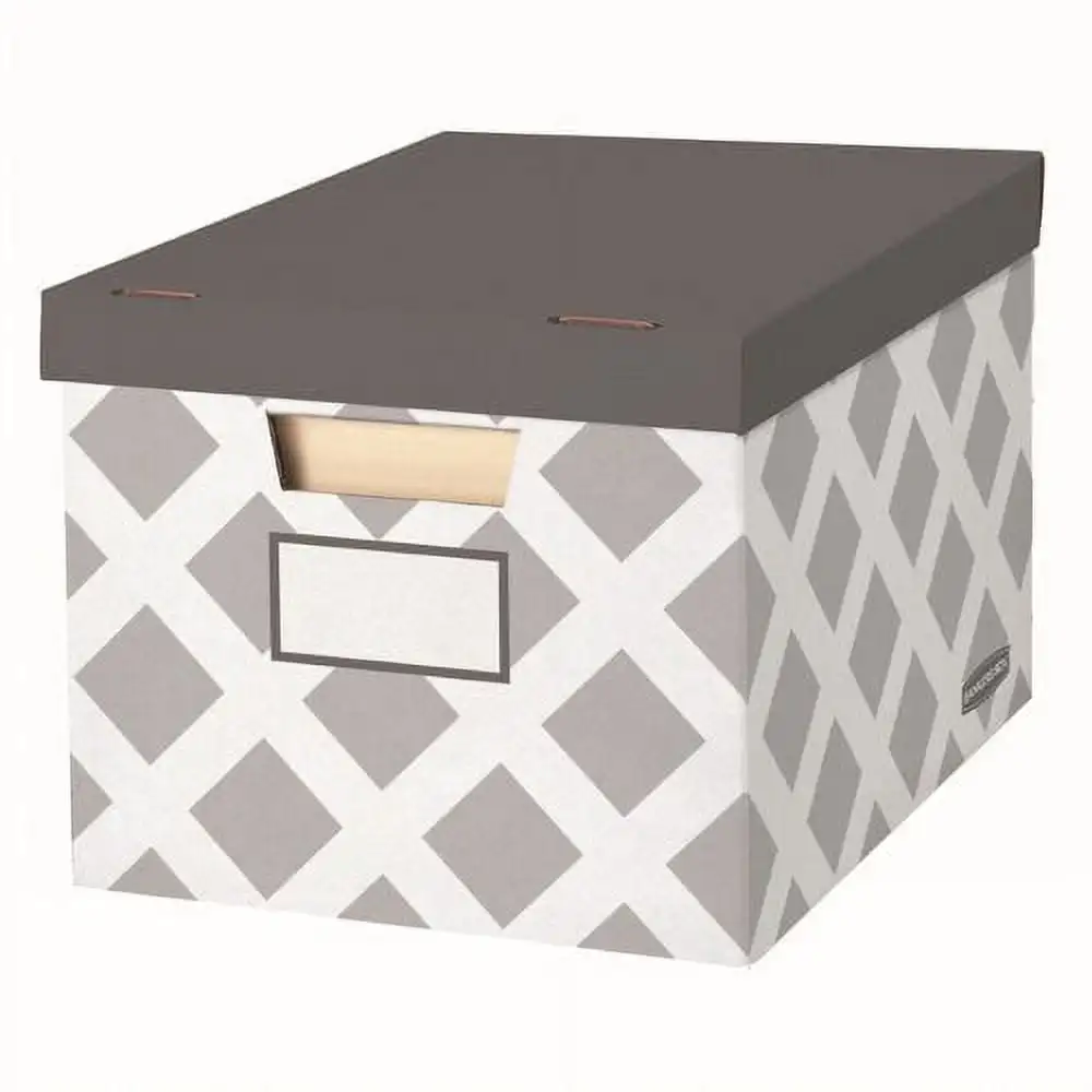 Bankers Box 3-Count Decorative, Letter/Legal File Box, Grey, Diamond Design with Grey Lid
Bankers Box 3-Count Decorative, Letter/Legal File Box, Grey, Diamond Design with Grey Lid
