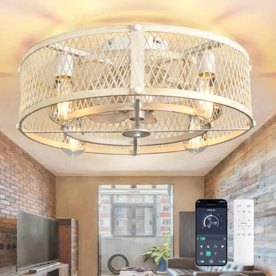 Fush Mount Ceiing Fan: 20" Caged Ceiing Fans with ights and Remote App Contro for Kitchen Bedroom Farmhouse - Rustic ow Profie
Fush Mount Ceiing Fan: 20" Caged Ceiing Fans with ights and Remote App Contro for Kitchen Bedroom Farmhouse - Rustic ow Profie