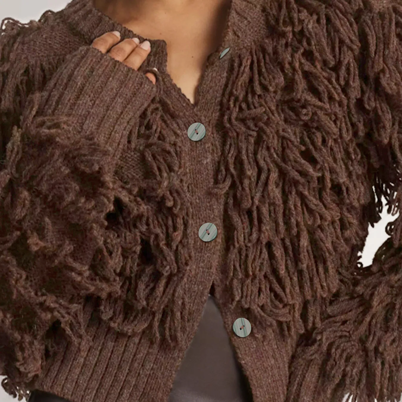 Women's Knitted Tassel Sweater Pure Color Buttoned Outerwear Versatile Polyester Fiber Open Cardigan Sle Autumn Faion
Women's Knitted Tassel Sweater Pure Color Buttoned Outerwear Versatile Polyester Fiber Open Cardigan Sle Autumn Faion