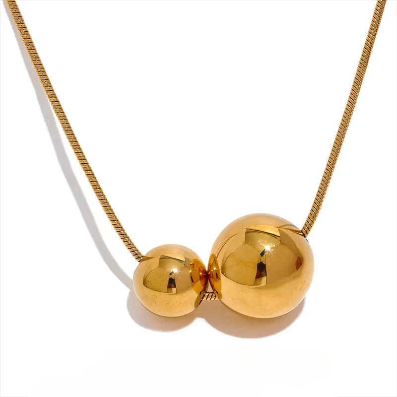 TUES Stainless Steel Round Ball Beads Pendant Necklace Fashion Waterproof Metal Daily Gold Color Trendy Jewelry for Women Gift
TUES Stainless Steel Round Ball Beads Pendant Necklace Fashion Waterproof Metal Daily Gold Color Trendy Jewelry for Women Gift