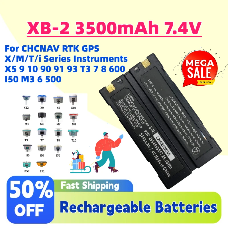 In Stock XB-2 3500mAh 7.4V GPS Battery for CHCNAV RTK GPS X/M/T/i Series Instruments X5 9 10 90 91 93 T3 7 8 600 I50 M3 6 500
In Stock XB-2 3500mAh 7.4V GPS Battery for CHCNAV RTK GPS X/M/T/i Series Instruments X5 9 10 90 91 93 T3 7 8 600 I50 M3 6 500