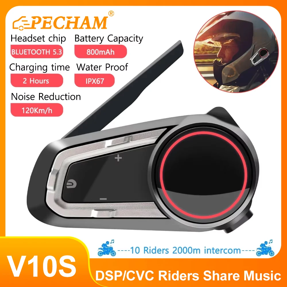 V10S Motorcycle Helmet Intercom Headphones for 10 Riders 2000m Hands-free Call Phone Intercom Bluetooth 5.3 & IP67 & Share Music
V10S Motorcycle Helmet Intercom Headphones for 10 Riders 2000m Hands-free Call Phone Intercom Bluetooth 5.3 & IP67 & Share Music