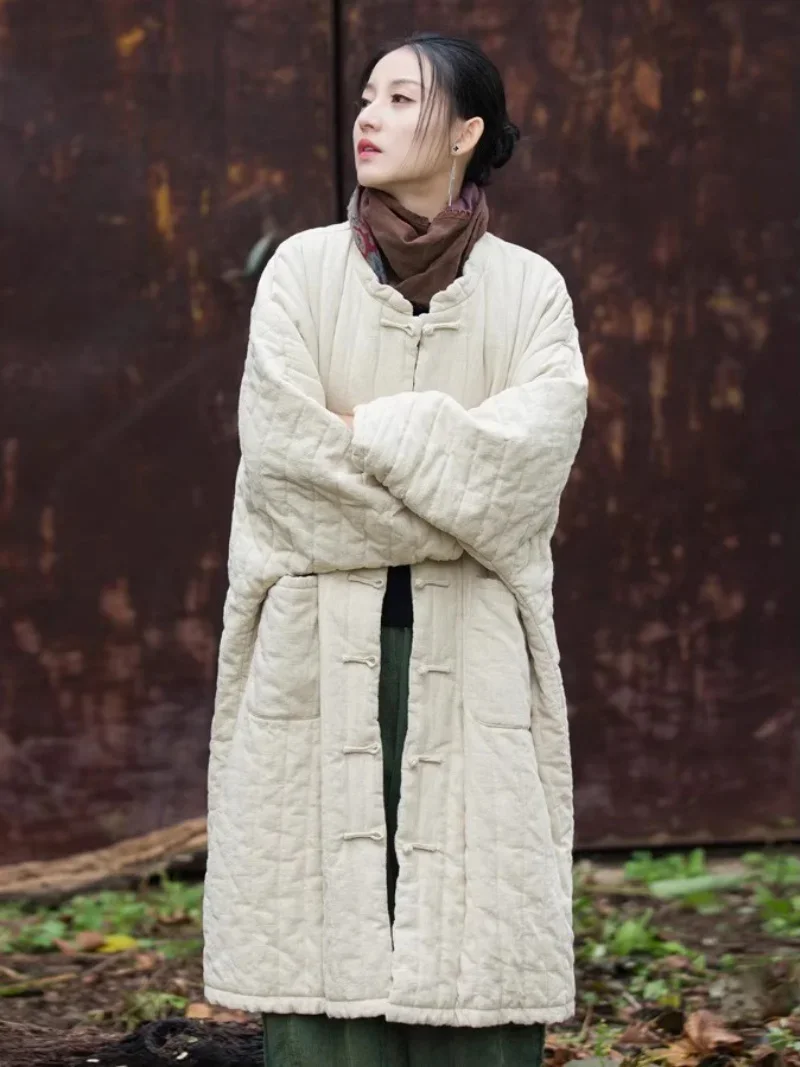 New Chinese Style Cotton and Linen Jacket for Women Winter 2025 Long Thick Cotton Clothing Retro Button Quilted Coat
New Chinese Style Cotton and Linen Jacket for Women Winter 2025 Long Thick Cotton Clothing Retro Button Quilted Coat