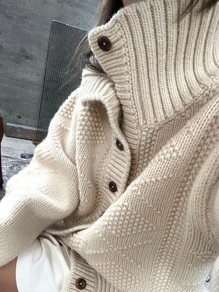 Свободный вязаный открытый кардиган, женский корейский винтажный воротник-стойка с одной пуговицей, модный свитер Lazy Sle Twist
Свободный вязаный открытый кардиган, женский корейский винтажный воротник-стойка с одной пуговицей, модный свитер Lazy Sle Twist