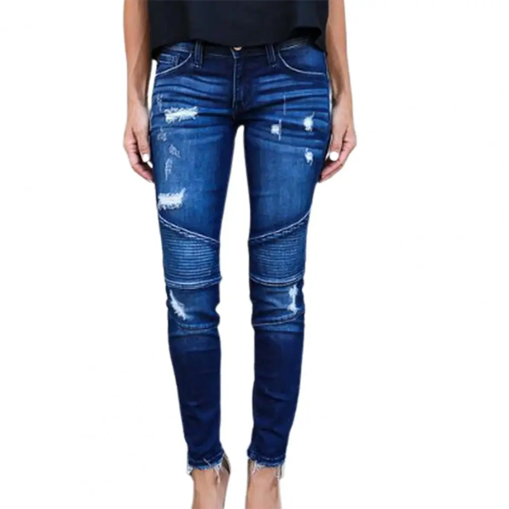 Trendy Ripped Pencil Jeans Women Casual Slim Mid Waist Spring Summer Streetwear Denim Pants Wash Blue Skinny
Trendy Ripped Pencil Jeans Women Casual Slim Mid Waist Spring Summer Streetwear Denim Pants Wash Blue Skinny