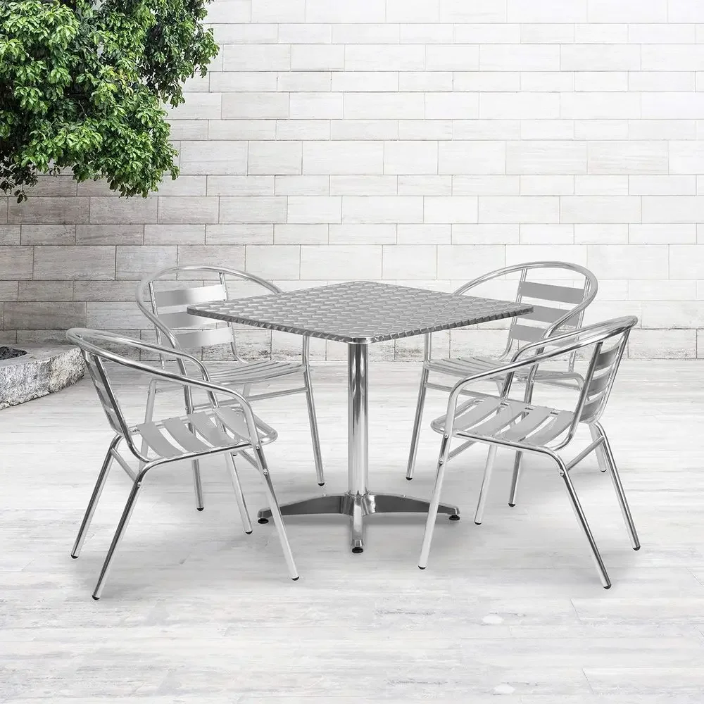 31.5 Square Aluminum Table Set with 4 Slat Back Chairs
31.5 Square Aluminum Table Set with 4 Slat Back Chairs