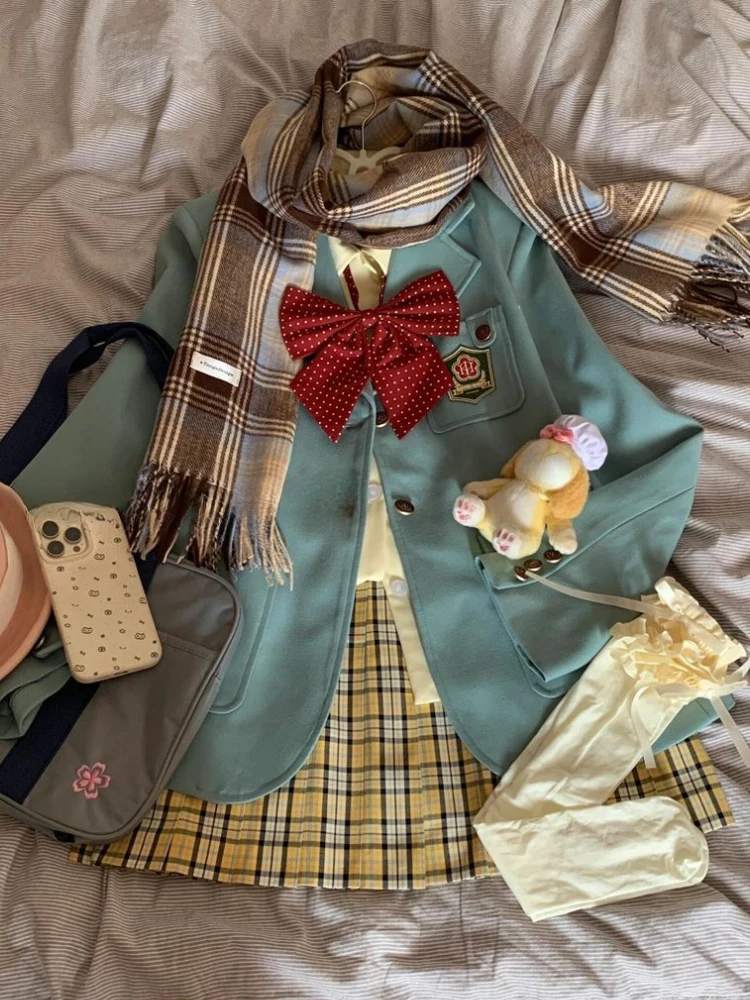 Korea Preppy Style Elegant 3 Piece Set Women Y2k Design Skirt Suit Female Retro Coat + Yellow Pleated Skirt + Solid Chic Blouse
Korea Preppy Style Elegant 3 Piece Set Women Y2k Design Skirt Suit Female Retro Coat + Yellow Pleated Skirt + Solid Chic Blouse