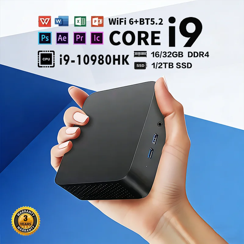 Core i9-10980HK Mini PC Windows 11 16GB/32GB DDR4 1TB 2TB SSD Portable Gaming Mini PC WiFi6 BT5.2 4K Mini Computer PC Desktop
Core i9-10980HK Mini PC Windows 11 16GB/32GB DDR4 1TB 2TB SSD Portable Gaming Mini PC WiFi6 BT5.2 4K Mini Computer PC Desktop