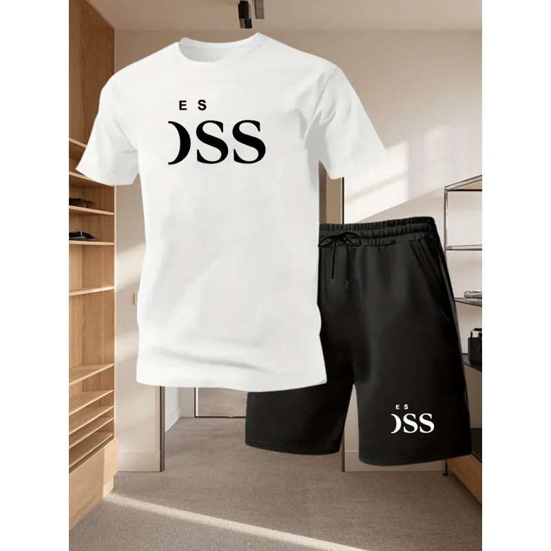 Men's summer casual sport short-sleeve T-shirt and shorts set, polyester fabric, comfortable and breathable, letter print
Men's summer casual sport short-sleeve T-shirt and shorts set, polyester fabric, comfortable and breathable, letter print