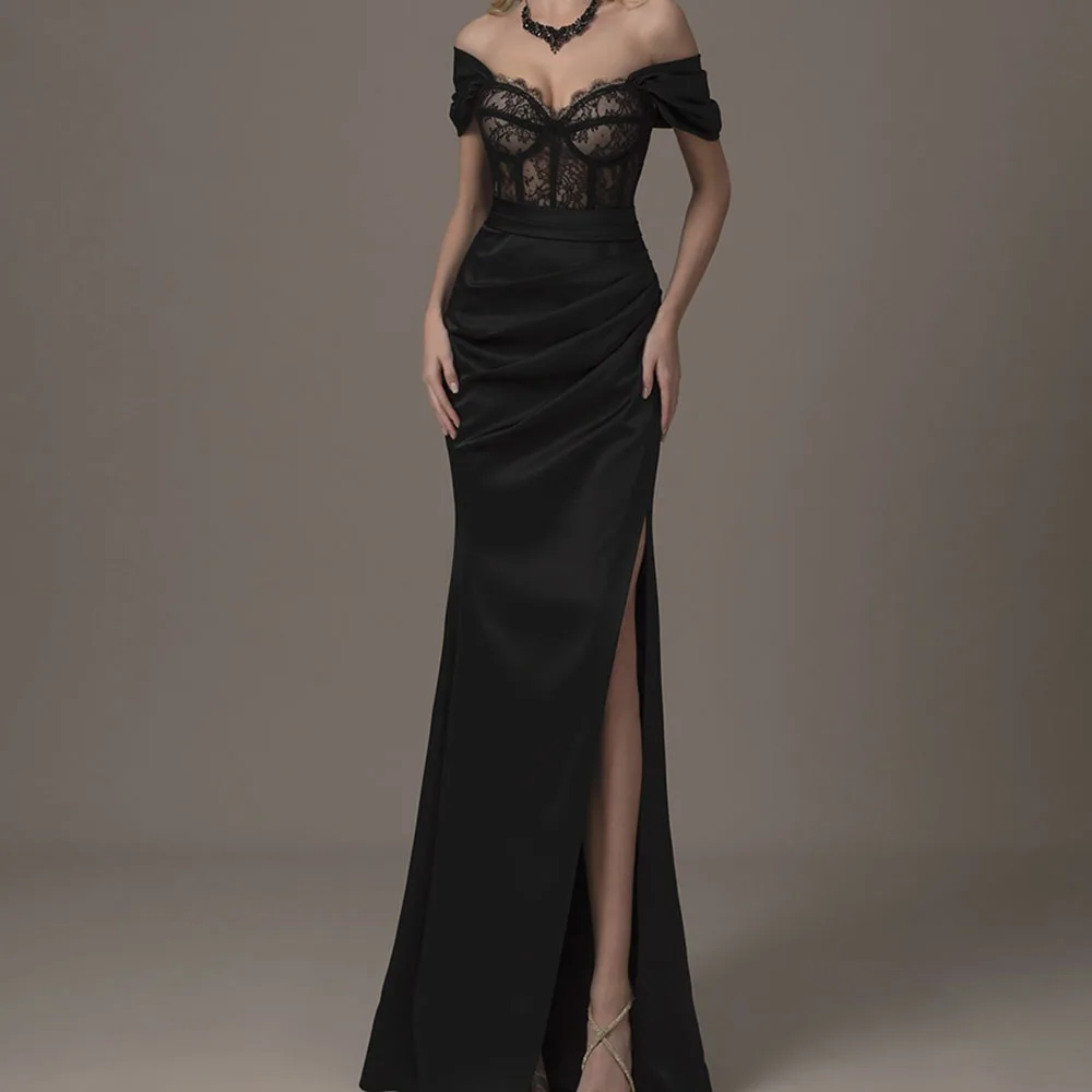 Customzied A-Line Prom Dresses Floor-Length Off The Shoulder Sleeveless Evening Gown Fashion Lace Side Split Pleat Party Gown
Customzied A-Line Prom Dresses Floor-Length Off The Shoulder Sleeveless Evening Gown Fashion Lace Side Split Pleat Party Gown