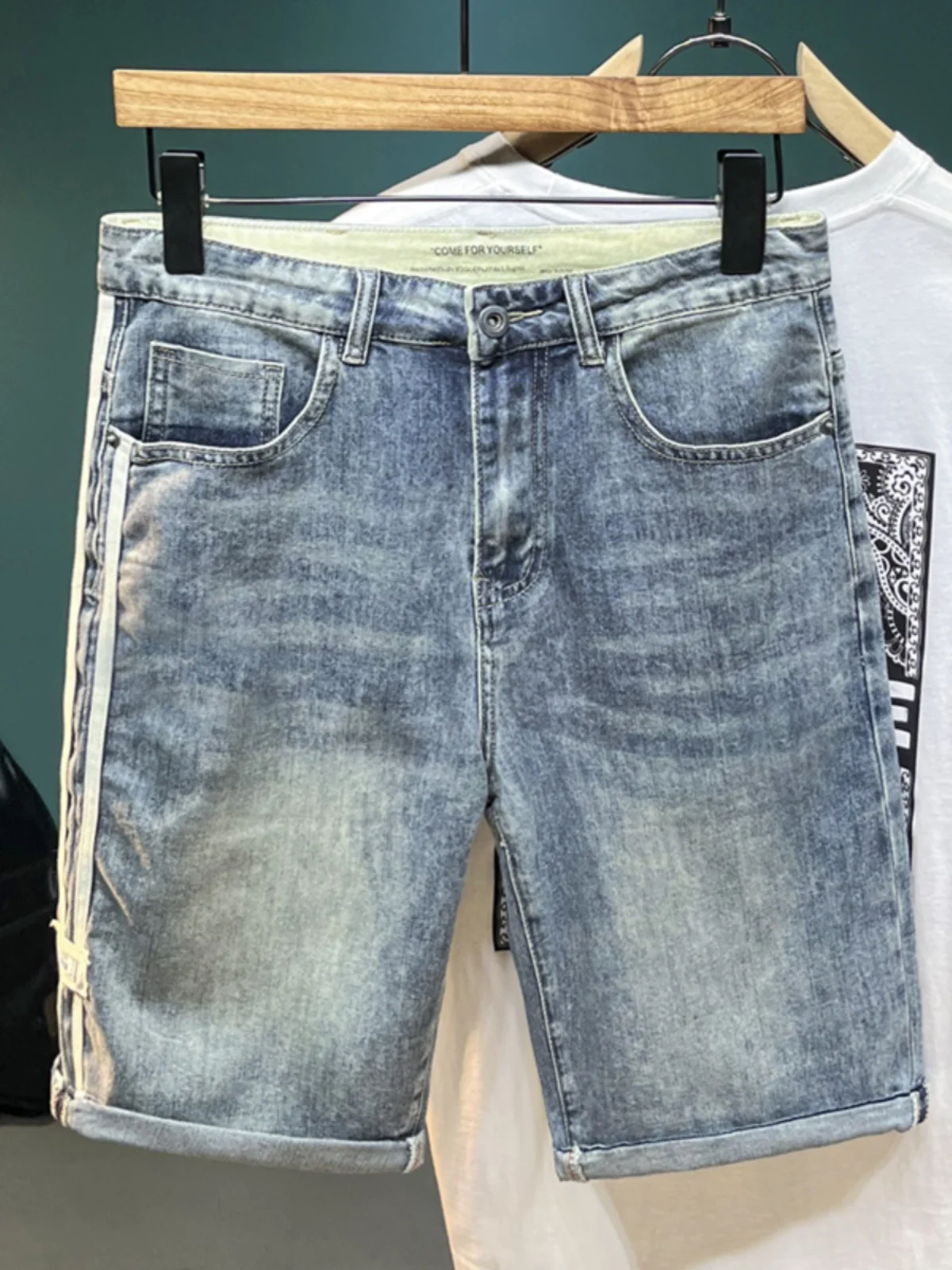 Summer Thin Side Stripe Jeans orts Men's Trendy Slim Straight Five-Point Casual Elastic Mid-Pants Cotton Stretch Denim
Summer Thin Side Stripe Jeans orts Men's Trendy Slim Straight Five-Point Casual Elastic Mid-Pants Cotton Stretch Denim