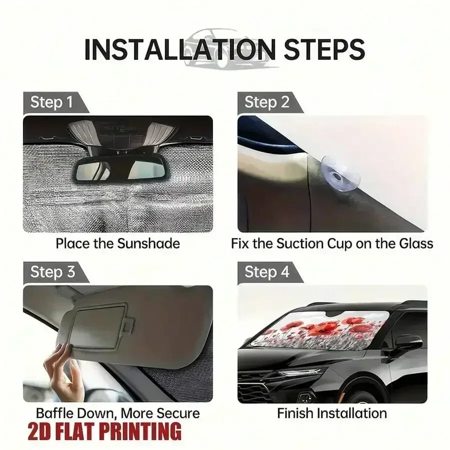 2D Flat Print Car Windshield Sunshade Universal Polyester UV Protection
2D Flat Print Car Windshield Sunshade Universal Polyester UV Protection