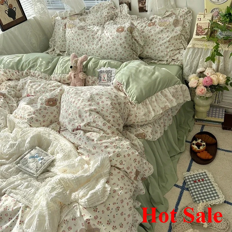 Korean Princess Style Floral Ruffles Bedding Set Skin-friendly Soft Duvet Cover Set Bed Sheet Or Bed Skirt Pillowcases
Korean Princess Style Floral Ruffles Bedding Set Skin-friendly Soft Duvet Cover Set Bed Sheet Or Bed Skirt Pillowcases