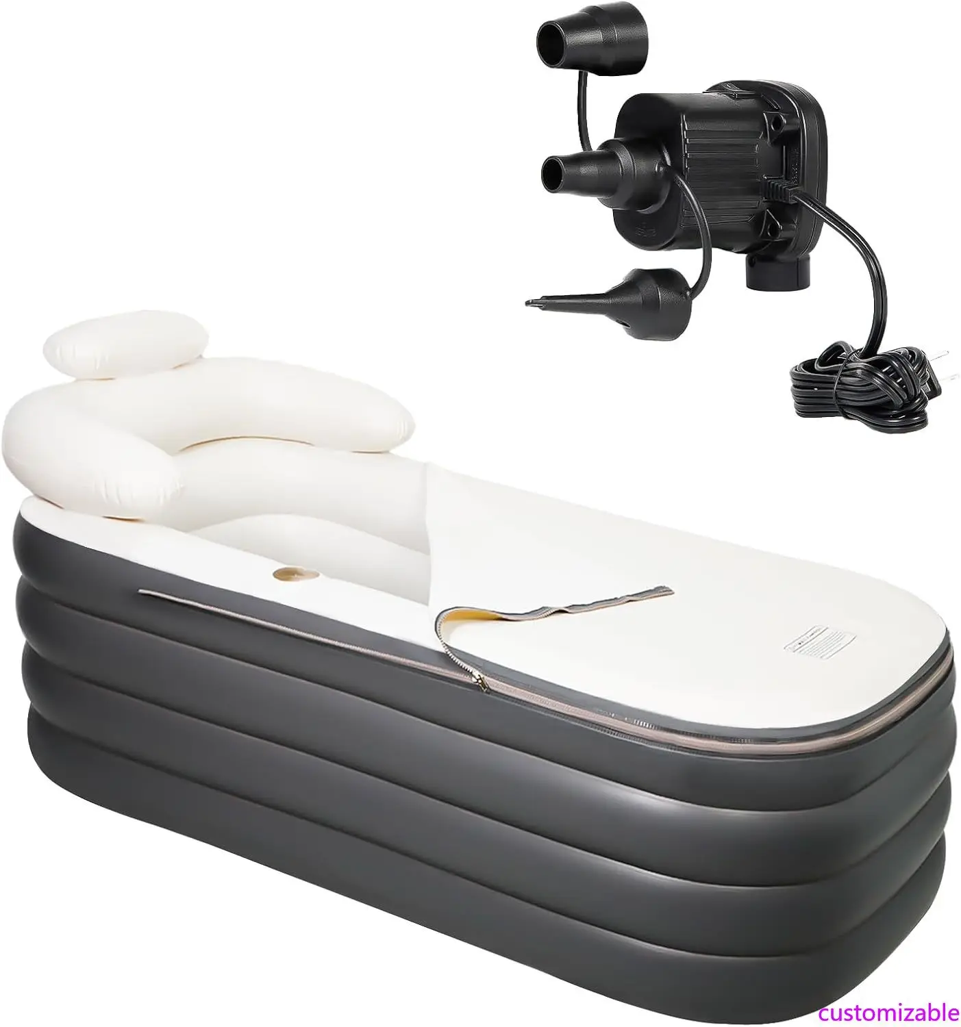 Adult-Sized Portable Inflatable Spa Tub with Electric Pump, Foldable Design, Backrest, and Cup Holder
Adult-Sized Portable Inflatable Spa Tub with Electric Pump, Foldable Design, Backrest, and Cup Holder