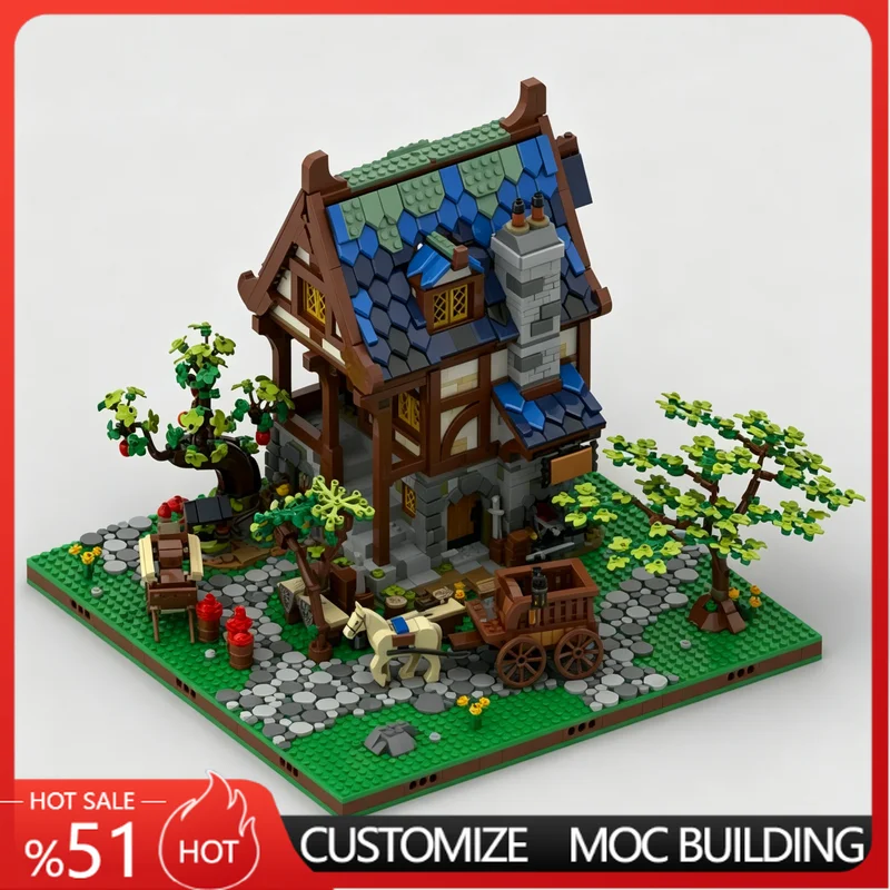 857PCS Medieval Blacksmith Display Scene MOC Building Blocks Model For Set DIY Assembly Educational Toy Collection Popular Gifts
857PCS Medieval Blacksmith Display Scene MOC Building Blocks Model For Set DIY Assembly Educational Toy Collection Popular Gifts