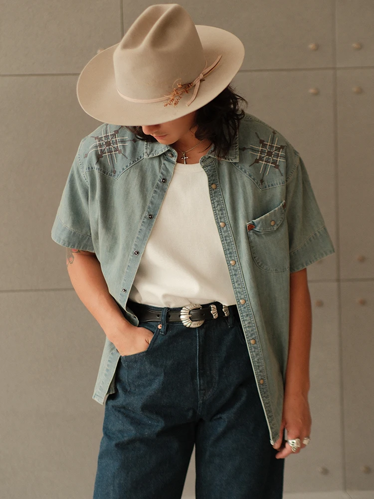 Washed Western Series 67OZ Custom Woven Fine Bamboo Short Shirt Narrow Width MBBCAR Loose Fit Cotton Denim Breathable Summer ...
Washed Western Series 67OZ Custom Woven Fine Bamboo Short Shirt Narrow Width MBBCAR Loose Fit Cotton Denim Breathable Summer ...
