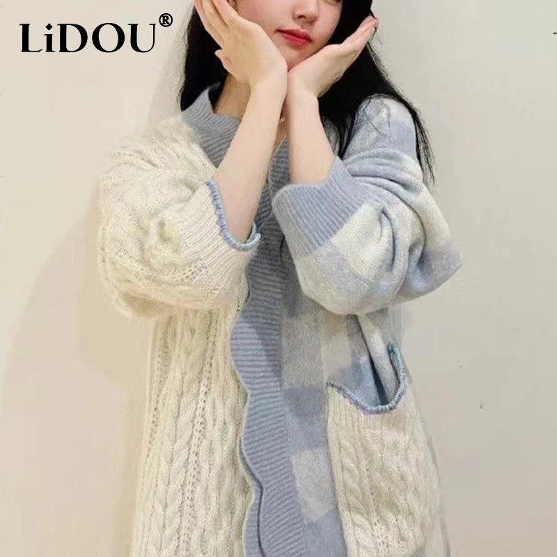 Autumn Winter Women's Loose Casual Patchwork Sweater Cardigan Ladies Sweet All-match Knitting Bottoming Pullover Female Jumper
Autumn Winter Women's Loose Casual Patchwork Sweater Cardigan Ladies Sweet All-match Knitting Bottoming Pullover Female Jumper