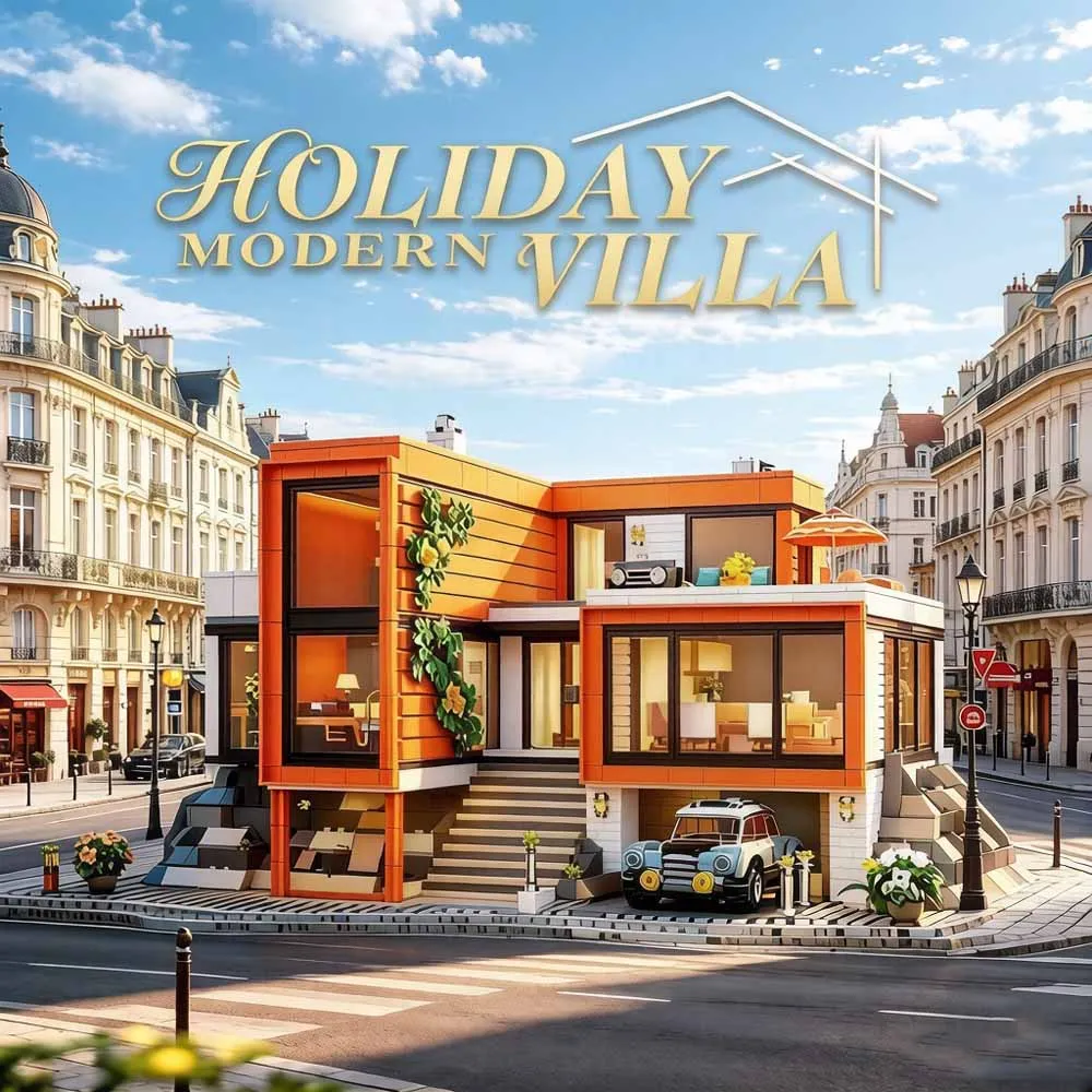 Modern Holiday Villa Modular Building Blocks European Street View House MOC Architecture Set Adult Collectible Decor Gift Toys
Modern Holiday Villa Modular Building Blocks European Street View House MOC Architecture Set Adult Collectible Decor Gift Toys