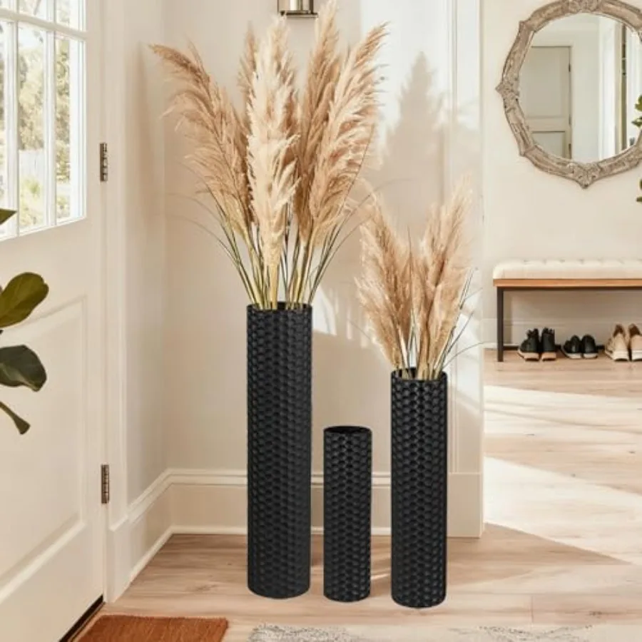 Black Tall Floor Vase - Set of 3 Extra Large Metal Decorative Vases for Living Room, 27.6" Long Modern Honeycomb Texture Big Cy
Black Tall Floor Vase - Set of 3 Extra Large Metal Decorative Vases for Living Room, 27.6" Long Modern Honeycomb Texture Big Cy