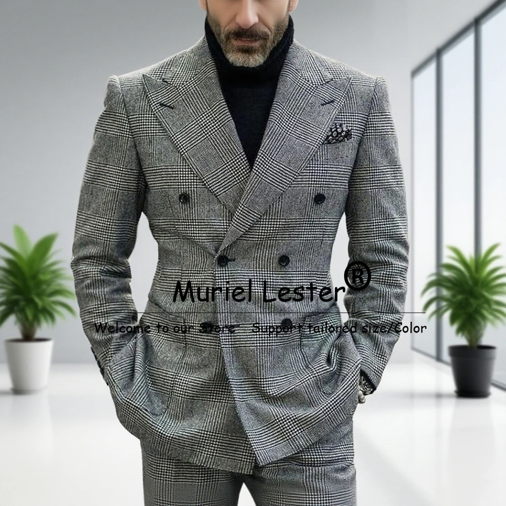 Классические деловые костюмы в клетку, мужские комплекты из 2 предметов, двубортные вечерние пиджаки, индивидуальный деловой смокинг для жениха, жениха
Классические деловые костюмы в клетку, мужские комплекты из 2 предметов, двубортные вечерние пиджаки, индивидуальный деловой смокинг для жениха, жениха