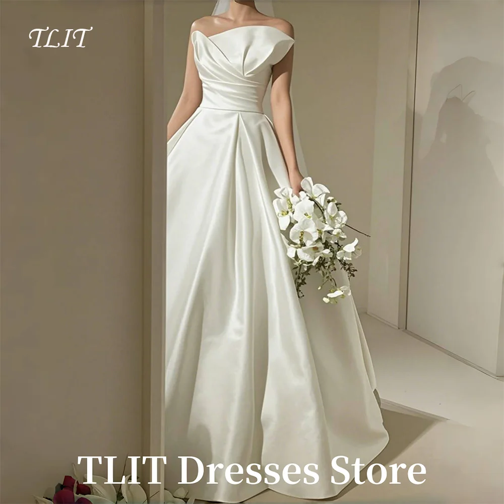 TLIT Elegant Strapless Ivory A-Line Draped Wedding Dress Prom Gowns Korea Bridal Dress Photos Shoot Customized White Bride Gowns
TLIT Elegant Strapless Ivory A-Line Draped Wedding Dress Prom Gowns Korea Bridal Dress Photos Shoot Customized White Bride Gowns