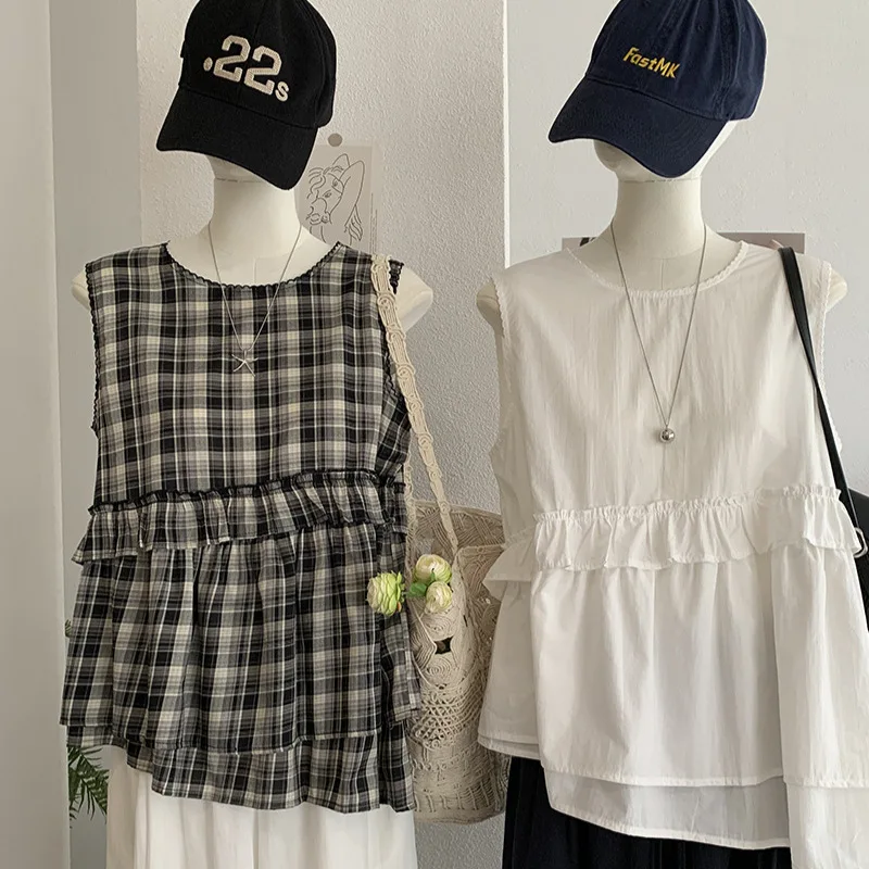 ISAROSE Summer Cotton Blouse for Women Casual Vintage Plaid High Waist Asymmetrical Pullover Sleeveless Lightweight Loose Tops
ISAROSE Summer Cotton Blouse for Women Casual Vintage Plaid High Waist Asymmetrical Pullover Sleeveless Lightweight Loose Tops