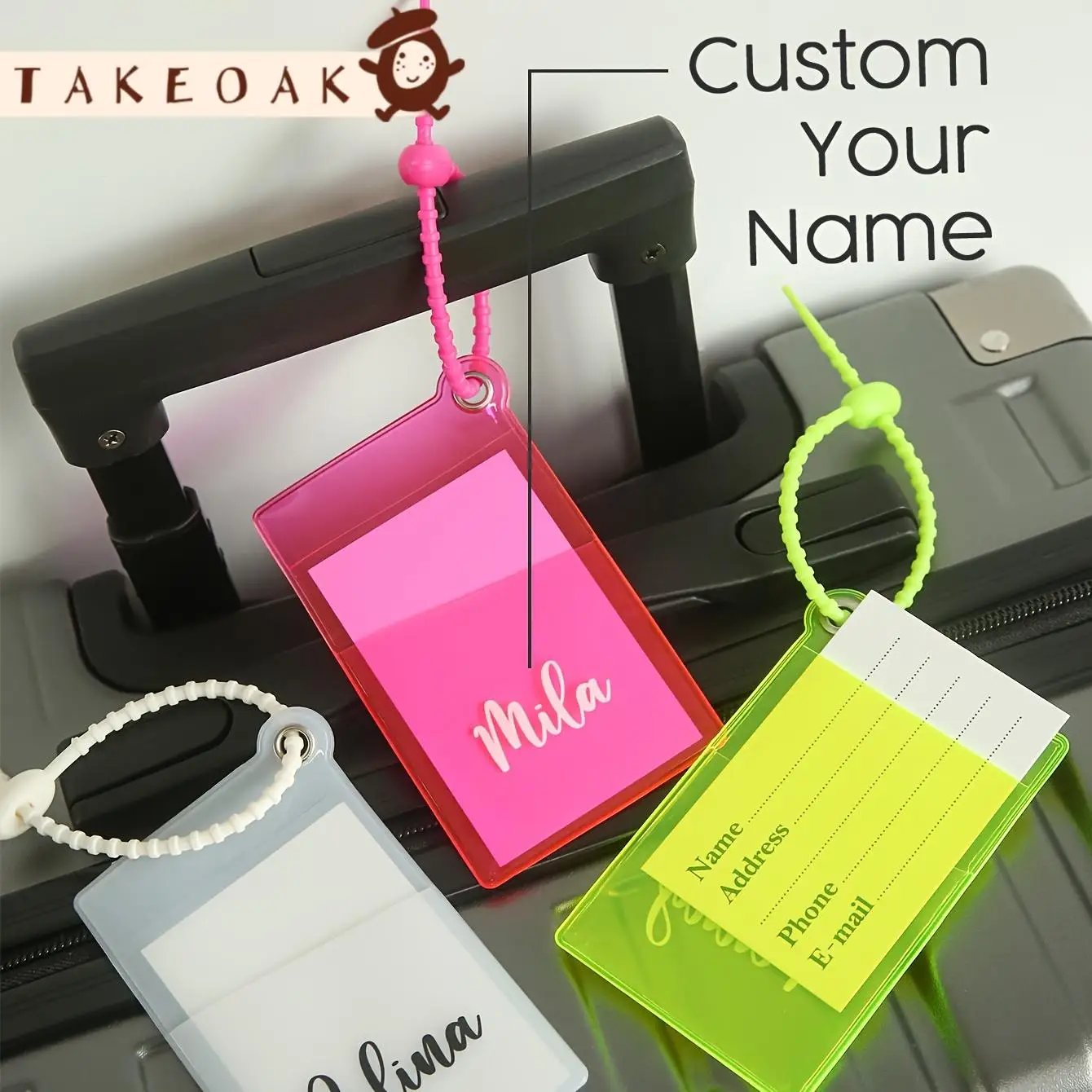 Custom Name Fluorescent Acrylic Luggage Tag Colorful Plastic Tie Lanyard Flip Contact Info Card Anti-Lost Suitcase Identifier
Custom Name Fluorescent Acrylic Luggage Tag Colorful Plastic Tie Lanyard Flip Contact Info Card Anti-Lost Suitcase Identifier