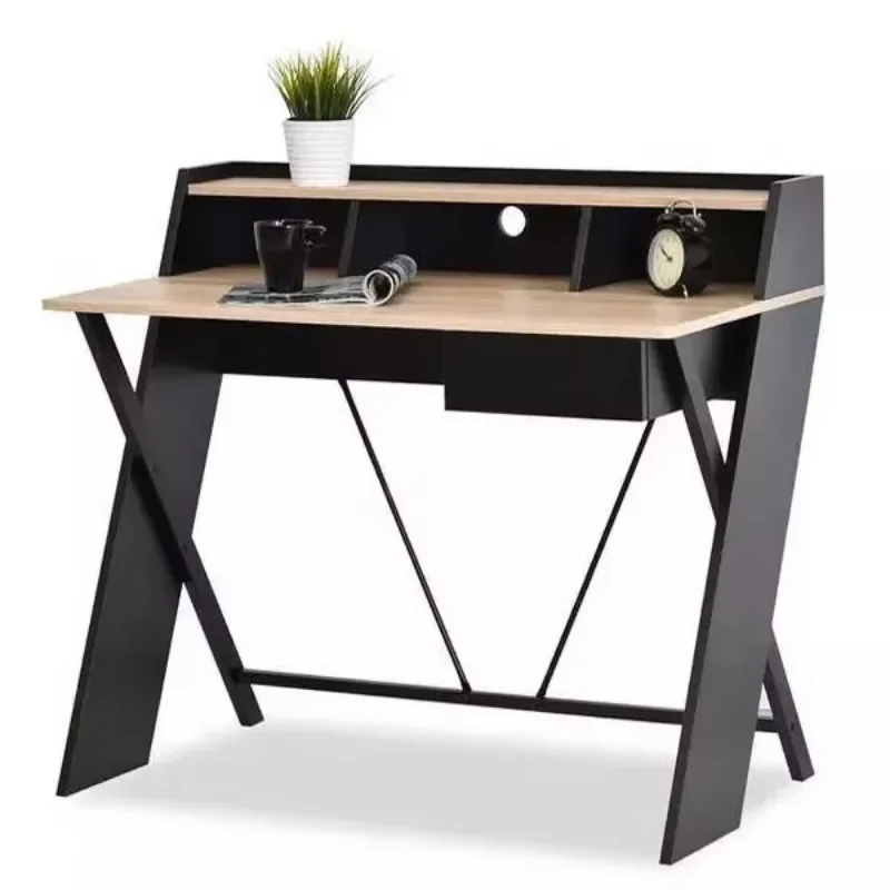 Home Office Furniture Simple Computer Desk with Drawer Storage Shelf Study Table Steel Wood Desktop Computer Desk