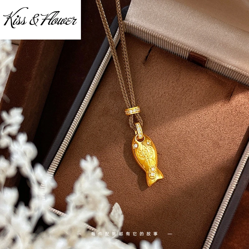 KISS&FLOWER 24KT Gold Vintage Fish Necklace Pendants For Women Wedding Party Birthday Christmas Bride Mother Girl Gifts PD226
KISS&FLOWER 24KT Gold Vintage Fish Necklace Pendants For Women Wedding Party Birthday Christmas Bride Mother Girl Gifts PD226