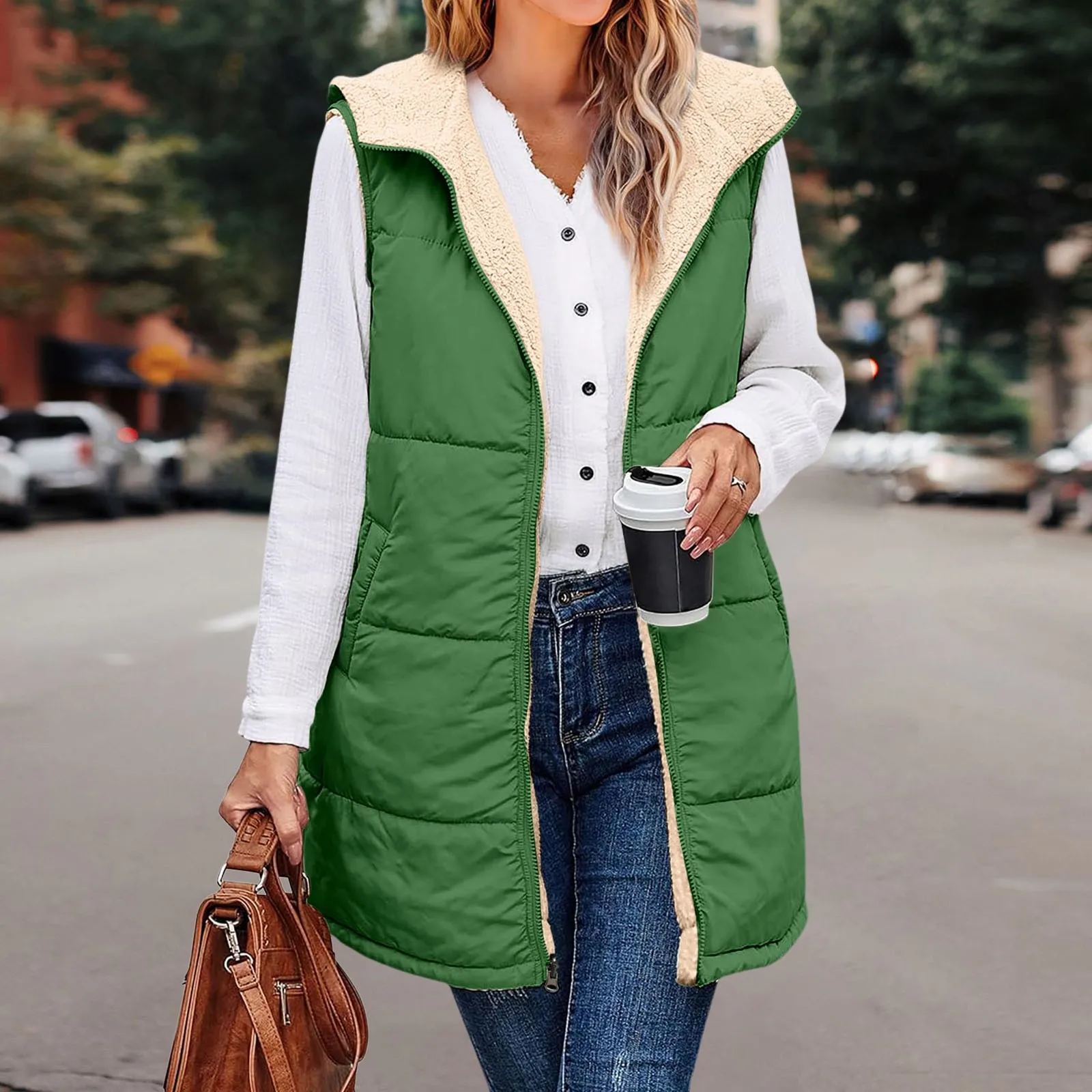 Women Vest Casual Stand Collar Sleeveless Jacket Warm Winter Women Long Fleece Vest Lightweight Vests for Women with Pockets
Women Vest Casual Stand Collar Sleeveless Jacket Warm Winter Women Long Fleece Vest Lightweight Vests for Women with Pockets