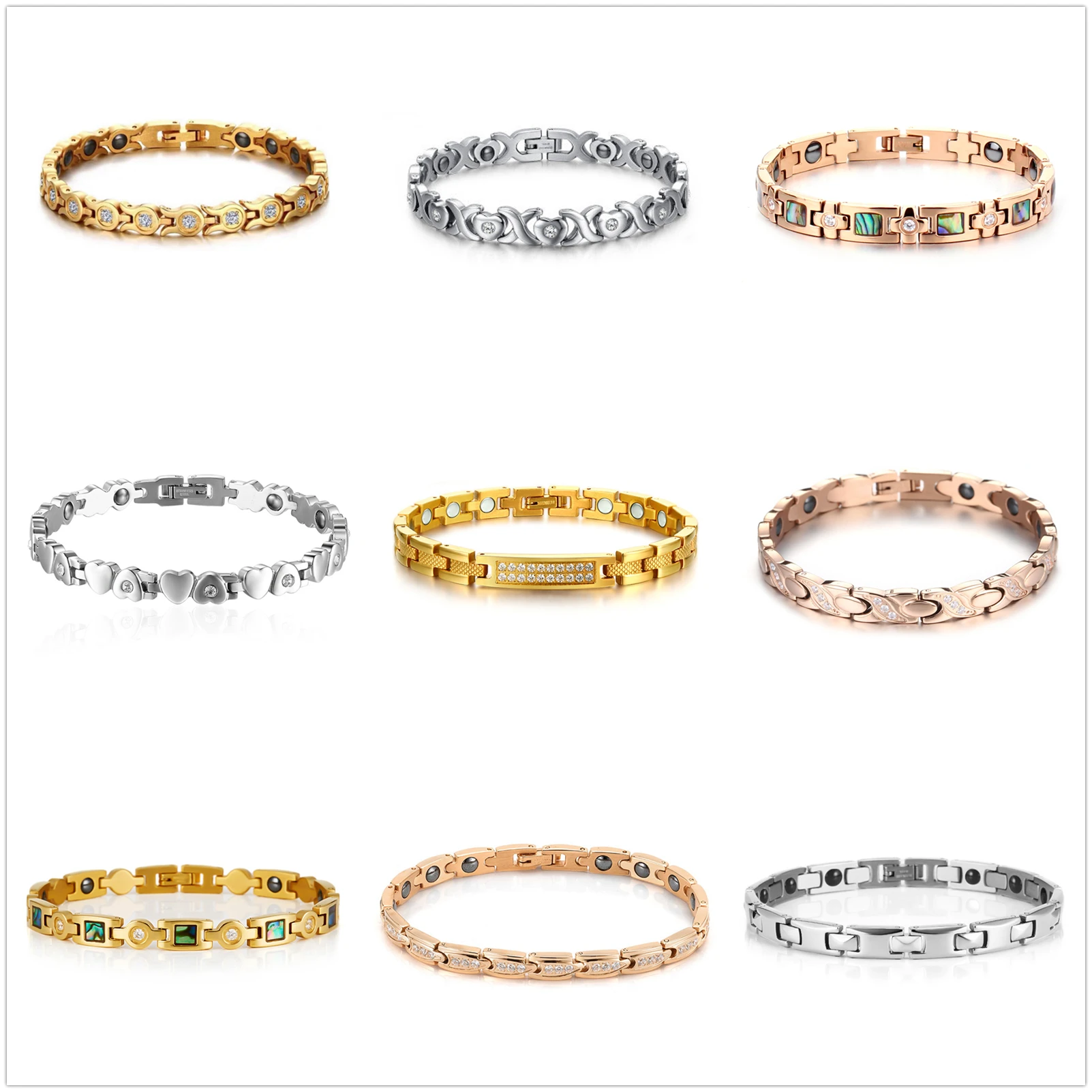 Abalone Shell Titanium Steel Energy Bracelet Magnetic Energy Anti-oxidation Anti-radiation Healthy Ladies Bracelet
Abalone Shell Titanium Steel Energy Bracelet Magnetic Energy Anti-oxidation Anti-radiation Healthy Ladies Bracelet