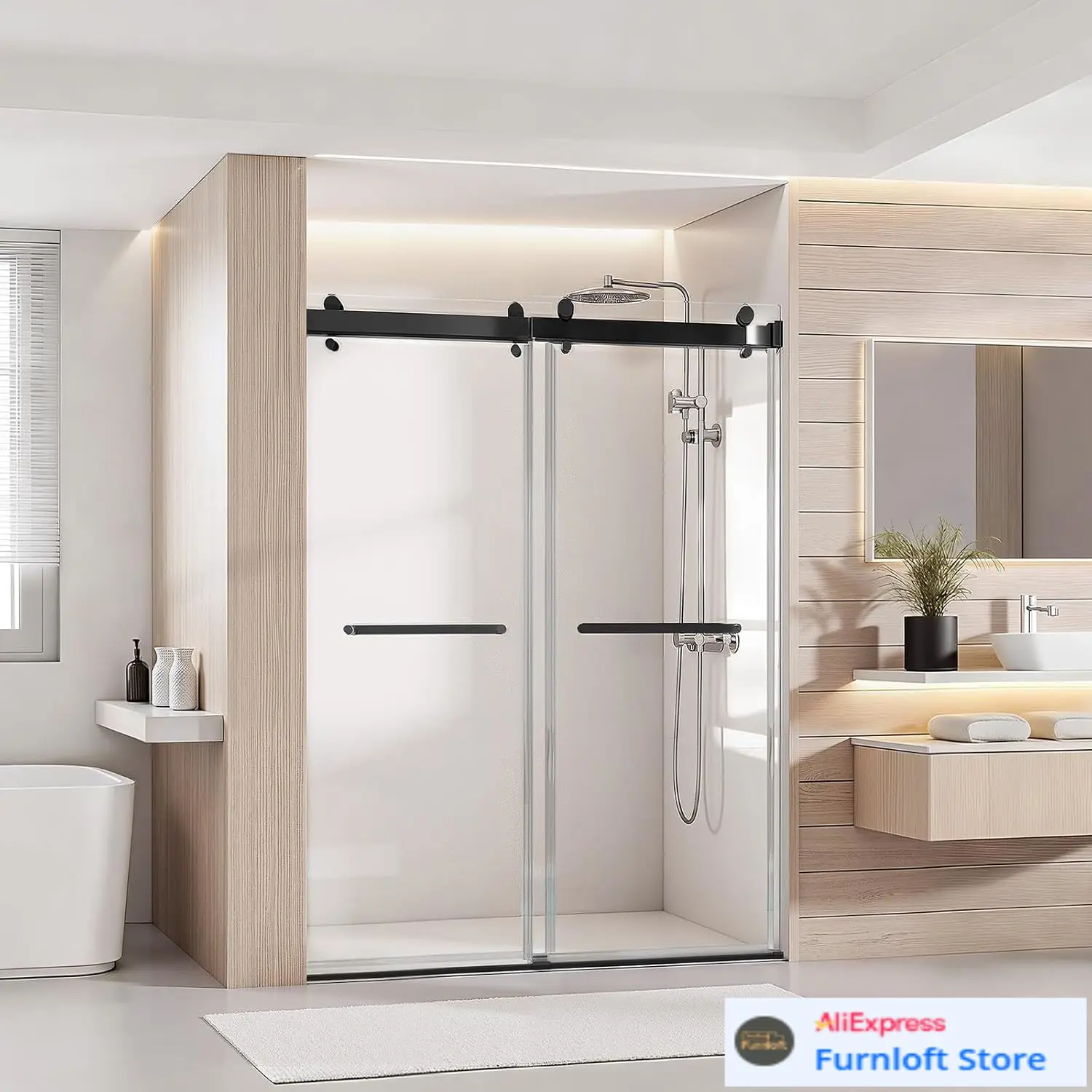 Frameless Shower Door, 48" W x 76" H, Shower Sliding Glass Door with 3/8" (10 mm) Thick Clear Tempered Glass, Noiseless
Frameless Shower Door, 48" W x 76" H, Shower Sliding Glass Door with 3/8" (10 mm) Thick Clear Tempered Glass, Noiseless