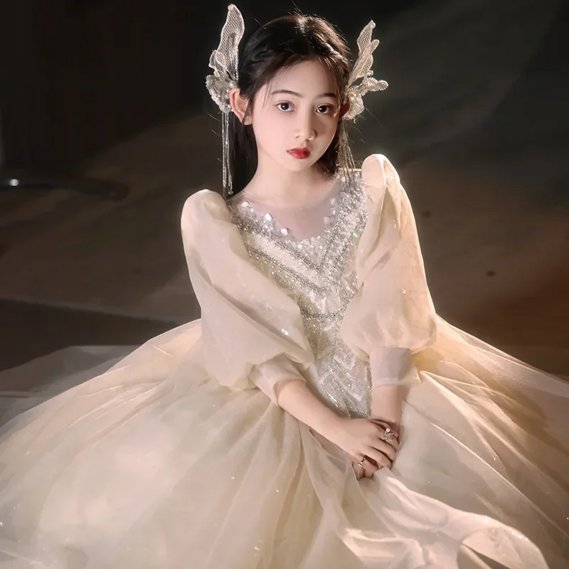 Piano Performance Costume for Girls Princess Party Dress for Children Kids White Sequins Long Ball Gown Infants Lush Dresses
Piano Performance Costume for Girls Princess Party Dress for Children Kids White Sequins Long Ball Gown Infants Lush Dresses