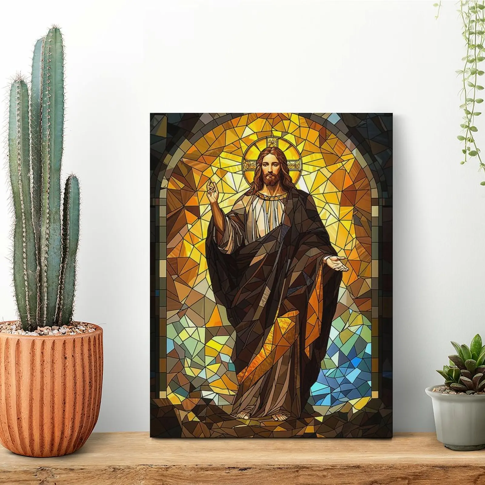 Stained Glass Jesus Canvas Painting Decoration Design Cinema Pub Garage Framed Wall Paintings
Stained Glass Jesus Canvas Painting Decoration Design Cinema Pub Garage Framed Wall Paintings