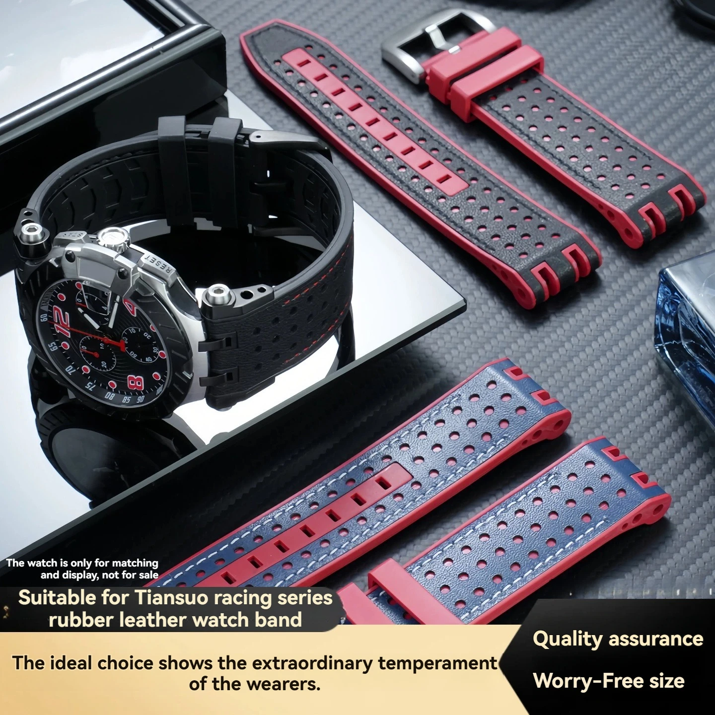 For Tissot T-race racing sports T115 leather strap MotoGP men's T115.417A notch rubber bottom waterproof bracelet 22mm
For Tissot T-race racing sports T115 leather strap MotoGP men's T115.417A notch rubber bottom waterproof bracelet 22mm