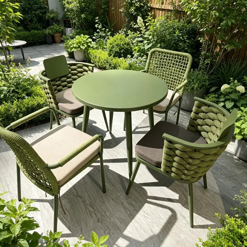 #Outdoor Metal Rope Woven Dining Table And Chair Set For Garden Balcony Terrace-Modern And Simple Design
#Outdoor Metal Rope Woven Dining Table And Chair Set For Garden Balcony Terrace-Modern And Simple Design