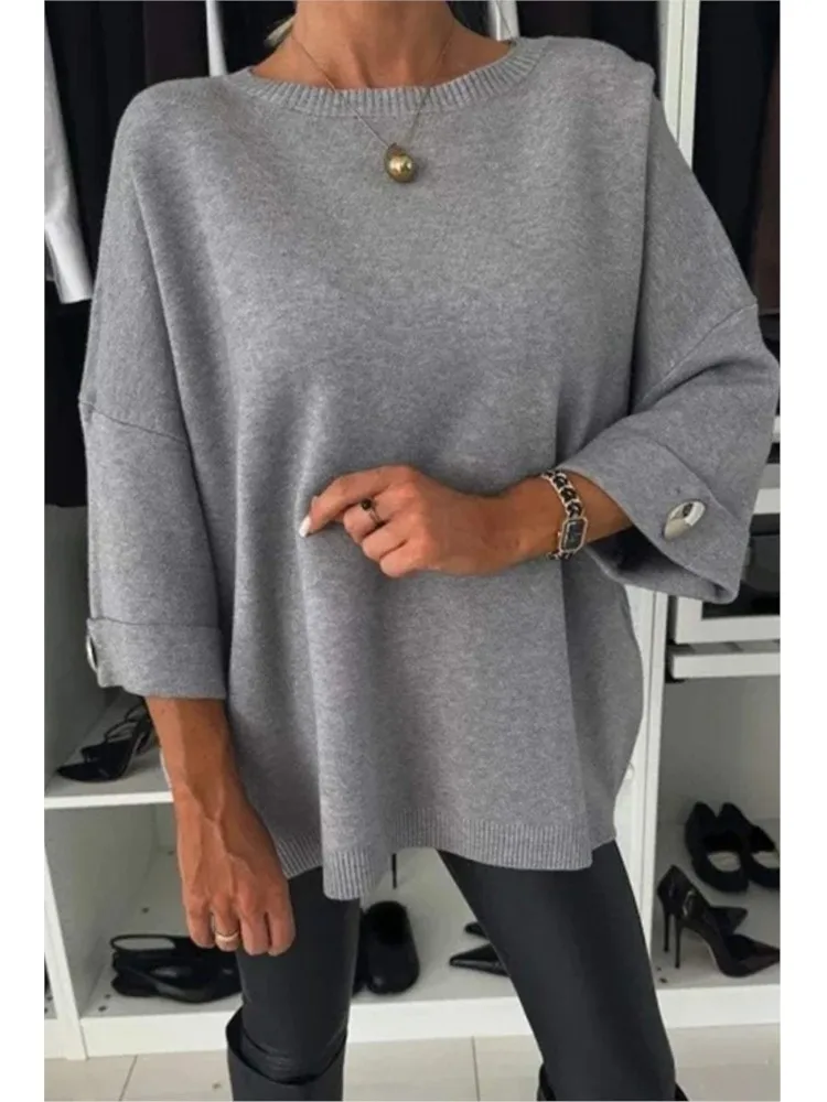 Autumn Winter Women's Fashion Solid Top Casual O Neck Long Sleeve Pullover Loose Tops For Women Elegant Office Womens Clothing
Autumn Winter Women's Fashion Solid Top Casual O Neck Long Sleeve Pullover Loose Tops For Women Elegant Office Womens Clothing