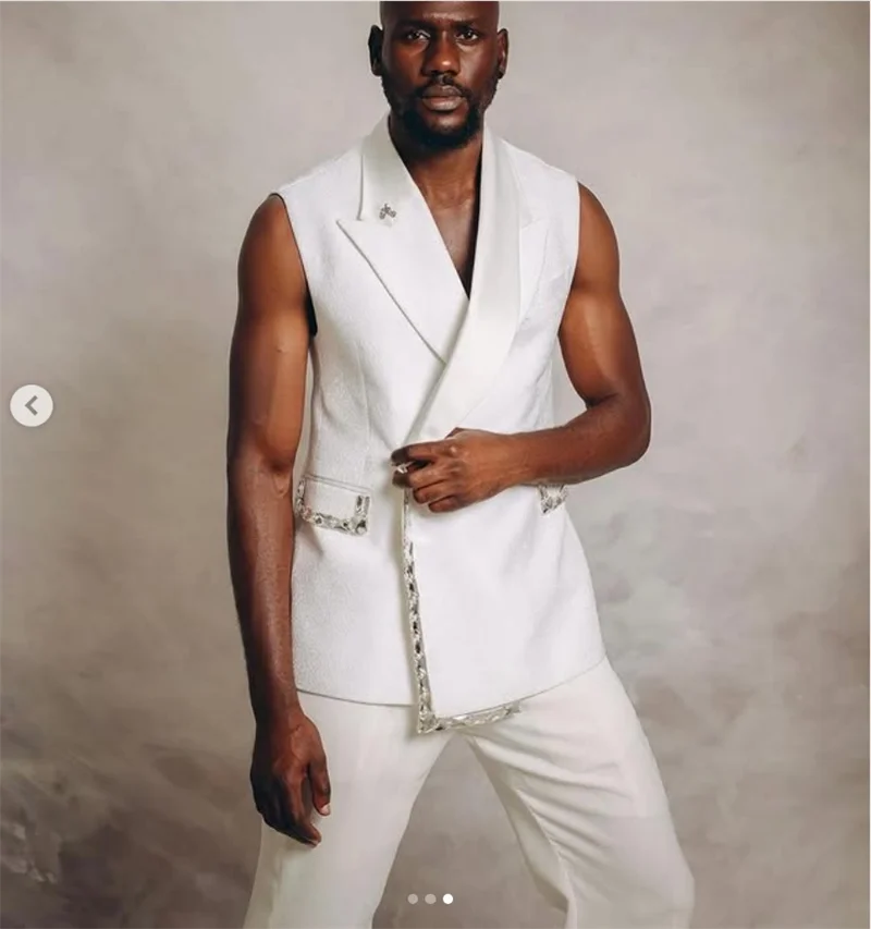 White Pearls Men Suit Set 2 Piece Vest+Pants Prom Wedding Tuxedos Coat Cotton Autumn Customized Formal Office Sleeveless Jacket
White Pearls Men Suit Set 2 Piece Vest+Pants Prom Wedding Tuxedos Coat Cotton Autumn Customized Formal Office Sleeveless Jacket