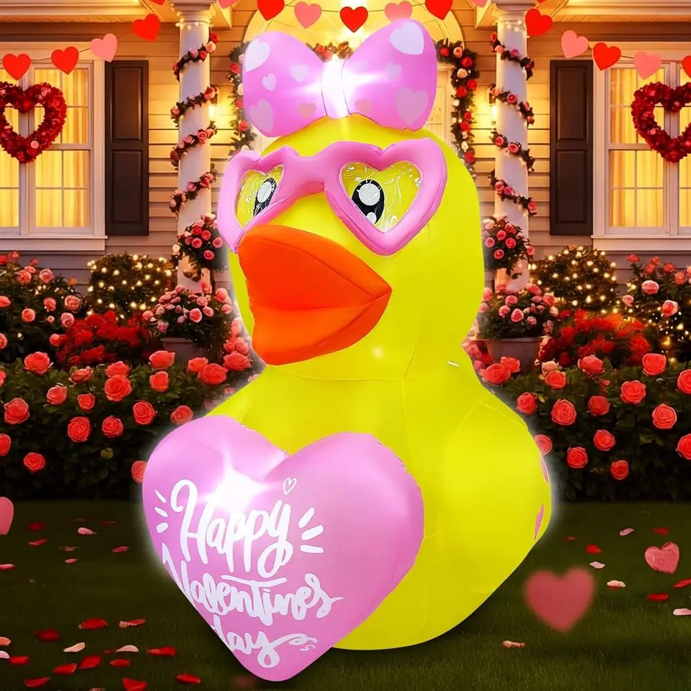 5FT Valentines Day Iatables Duck with Heart Decoration, LED Blow Up Lighted Decor Indoor Outdoor Holiday Art Decor Romantic Gift
5FT Valentines Day Iatables Duck with Heart Decoration, LED Blow Up Lighted Decor Indoor Outdoor Holiday Art Decor Romantic Gift