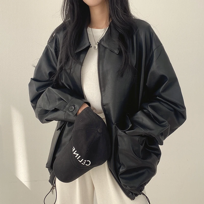 Chic Retro Lapel Jaet with Large kets Zipper Open Cardigan Loose Casual Long Sve Leather Jaet ort Outerwear for W...
Chic Retro Lapel Jaet with Large kets Zipper Open Cardigan Loose Casual Long Sve Leather Jaet ort Outerwear for W...