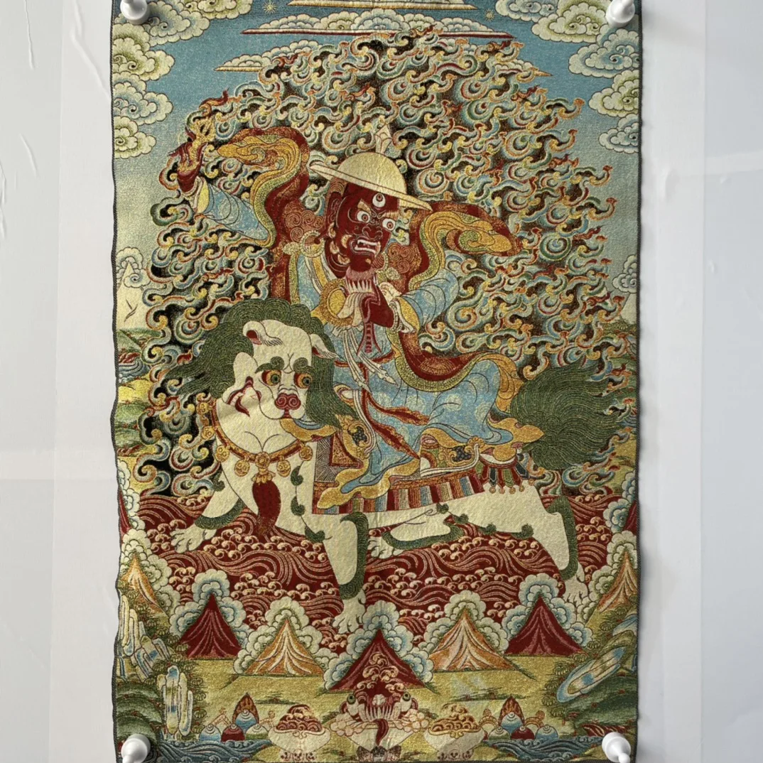 35"Thangka Embroidery Tibetan Buddhism silk brocade Dorje Lekpa Tibetan Buddha thangka hanging screen worship buddha Exorcism
35"Thangka Embroidery Tibetan Buddhism silk brocade Dorje Lekpa Tibetan Buddha thangka hanging screen worship buddha Exorcism