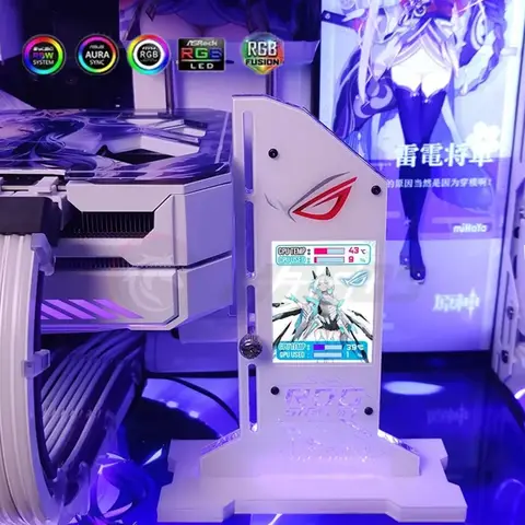 2.4-inch Display Vertical GPU Bracket ROG MSI Gundam With LED Monitor Screen Graphic Card Holder VGA Holder For Gamer Cabinet