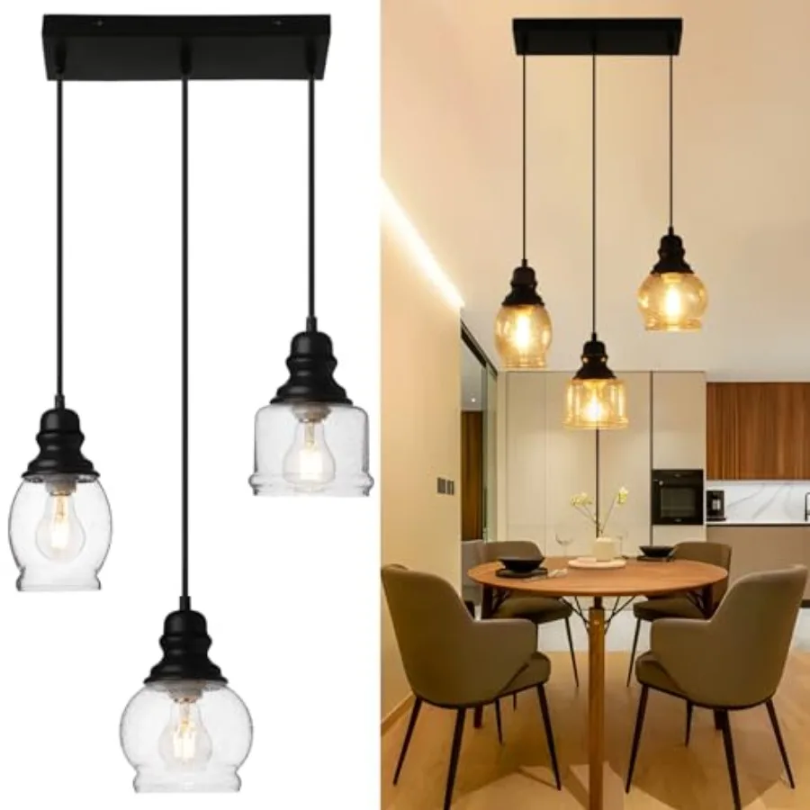 Industrial Pendant Lighting Pendant Lights for Kitchen Island 3 Light Glass Pendant Light Fixture with Seeded Glass Shade Adjus
Industrial Pendant Lighting Pendant Lights for Kitchen Island 3 Light Glass Pendant Light Fixture with Seeded Glass Shade Adjus