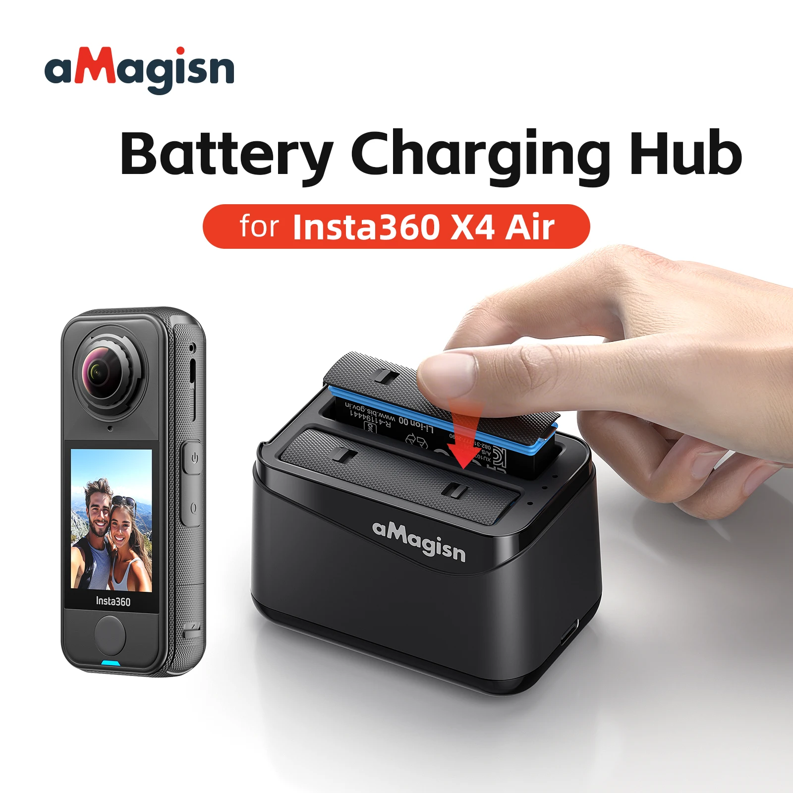aMagisn 2 in 1 Battery Charging Hub for Insta360 X4 Air, 2 Slots Fast Charger with Dual Micro SD Card Storage for X4 Air Not X4
aMagisn 2 in 1 Battery Charging Hub for Insta360 X4 Air, 2 Slots Fast Charger with Dual Micro SD Card Storage for X4 Air Not X4